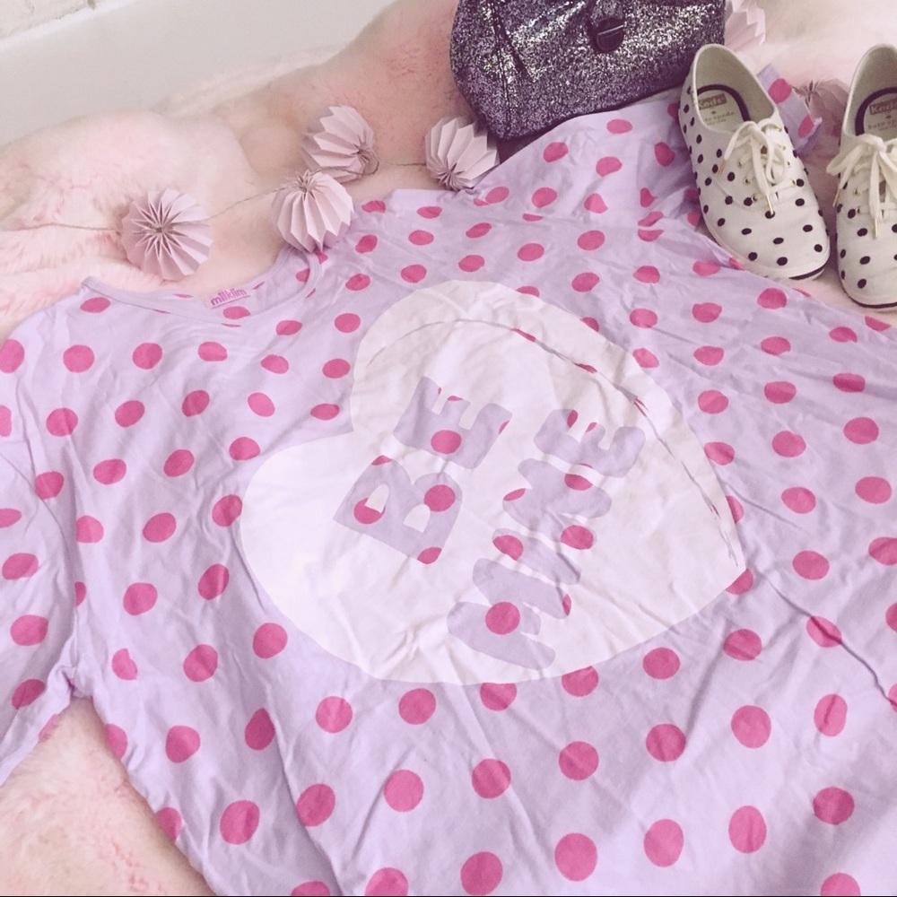 Milklim Be Mine Candy Heart Polka Dot Graphic Tee